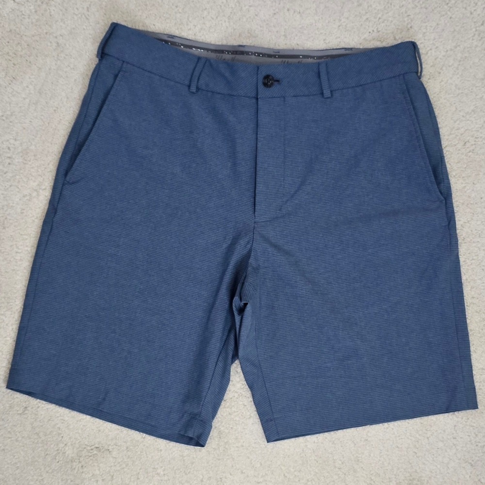 Walter Hagen Mens Golf‎ Shorts Blue Pinstripe Flat Front Size 34 NWOT